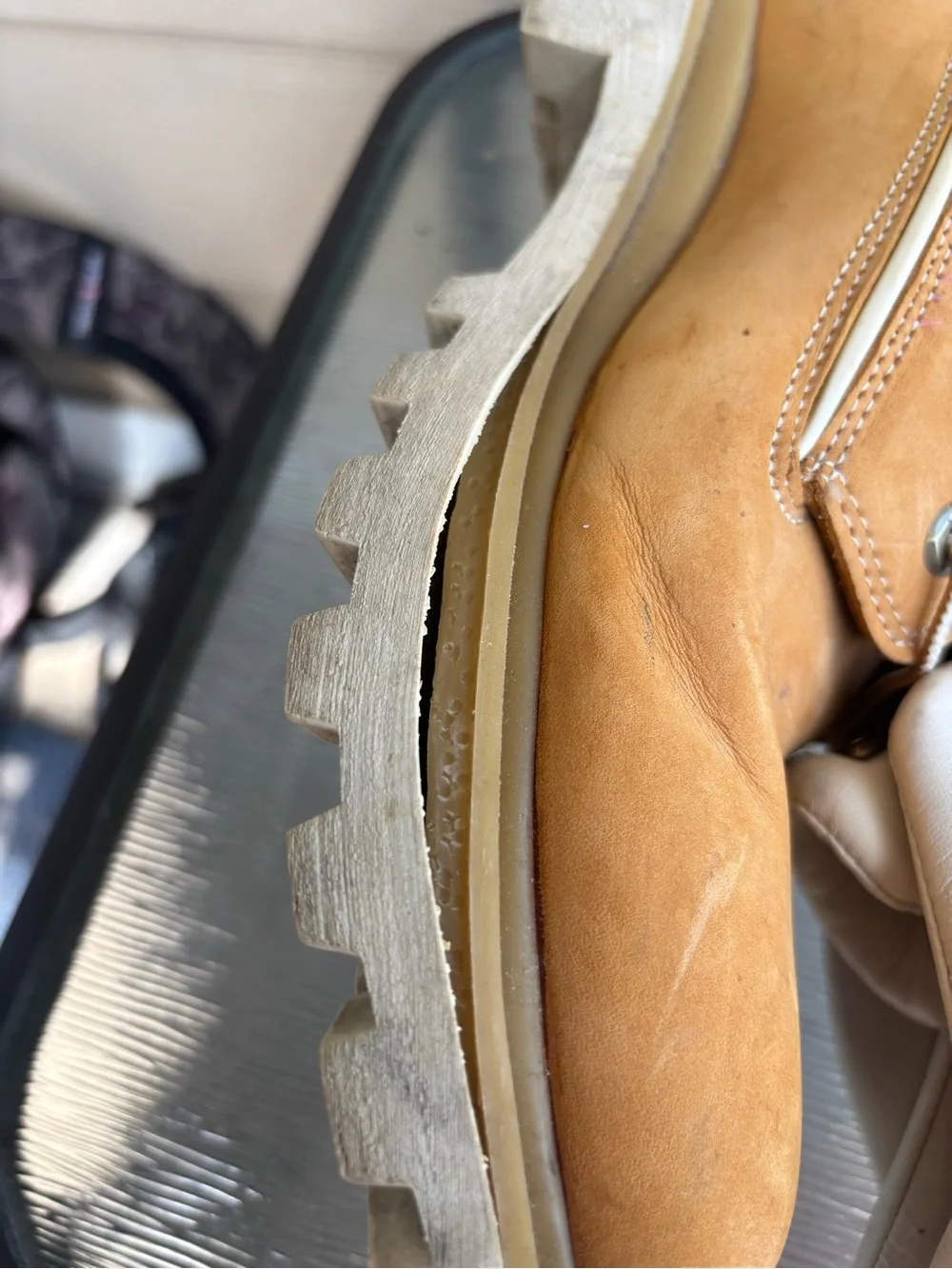 Timberland Wheat Nubuck Low Ankle Work Boots with White Collar